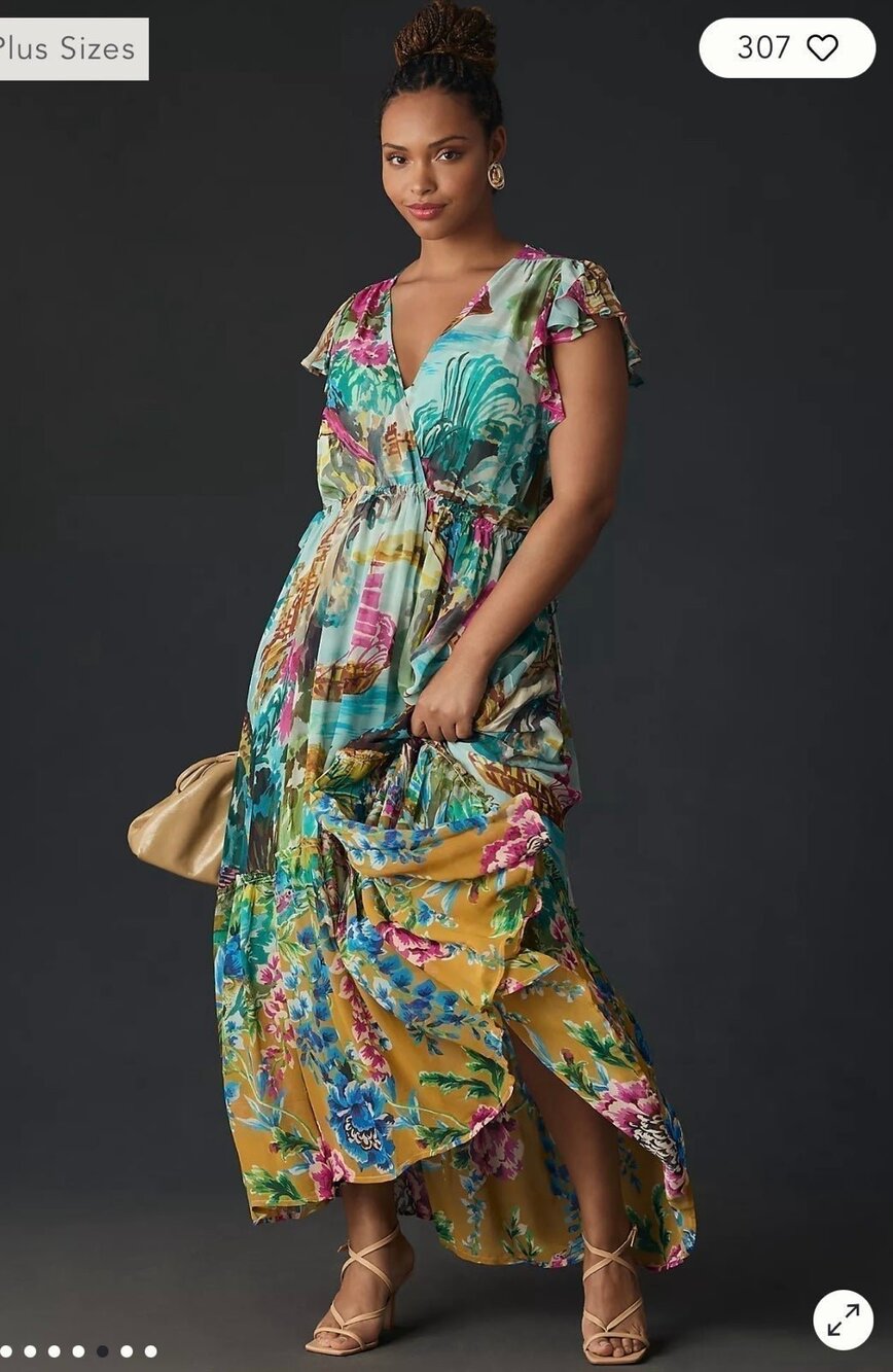 NWT❤️Anthropologie V-Neck Flutter-Sleeve Dress szL